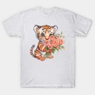 Valentine Tiger Giving Flowers T-Shirt